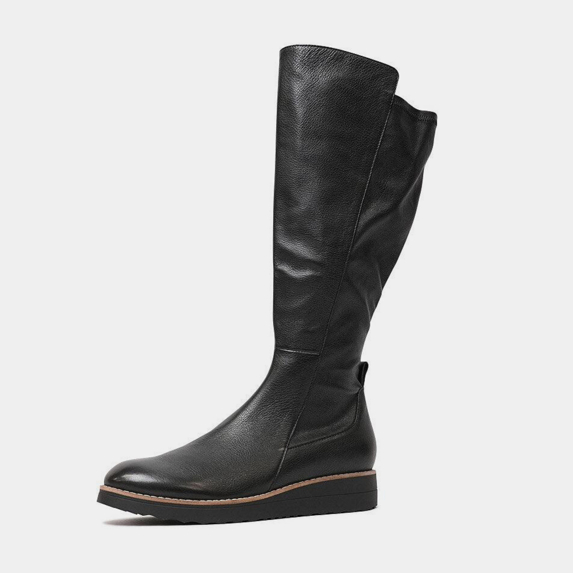 Oletta Black Leather Knee High Boots, TOP END - Shouz