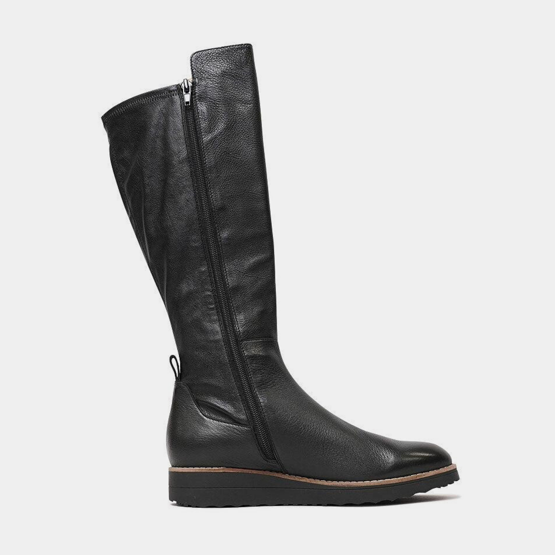 Oletta Black Leather Knee High Boots, TOP END - Shouz