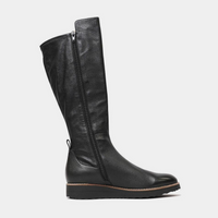 Oletta Black Leather Knee High Boots, TOP END - Shouz