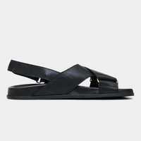Haylow Black Leather Sandals