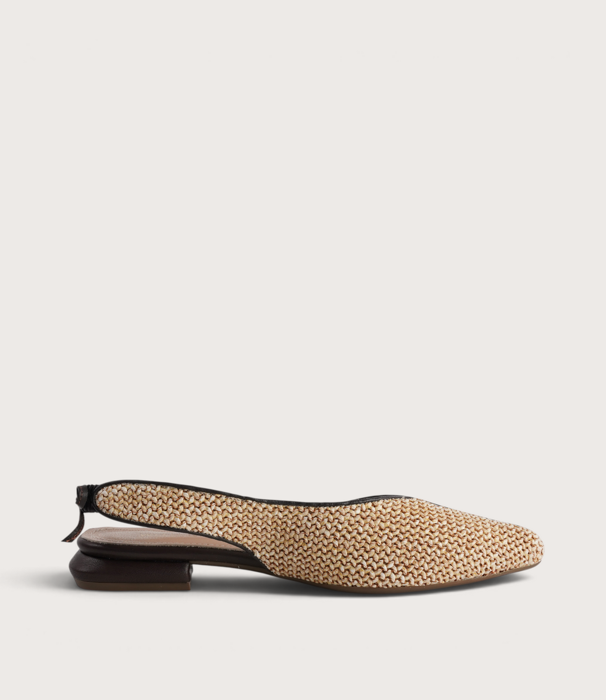 Pre-Order Valentina Raffia/ Brown Leather Flats