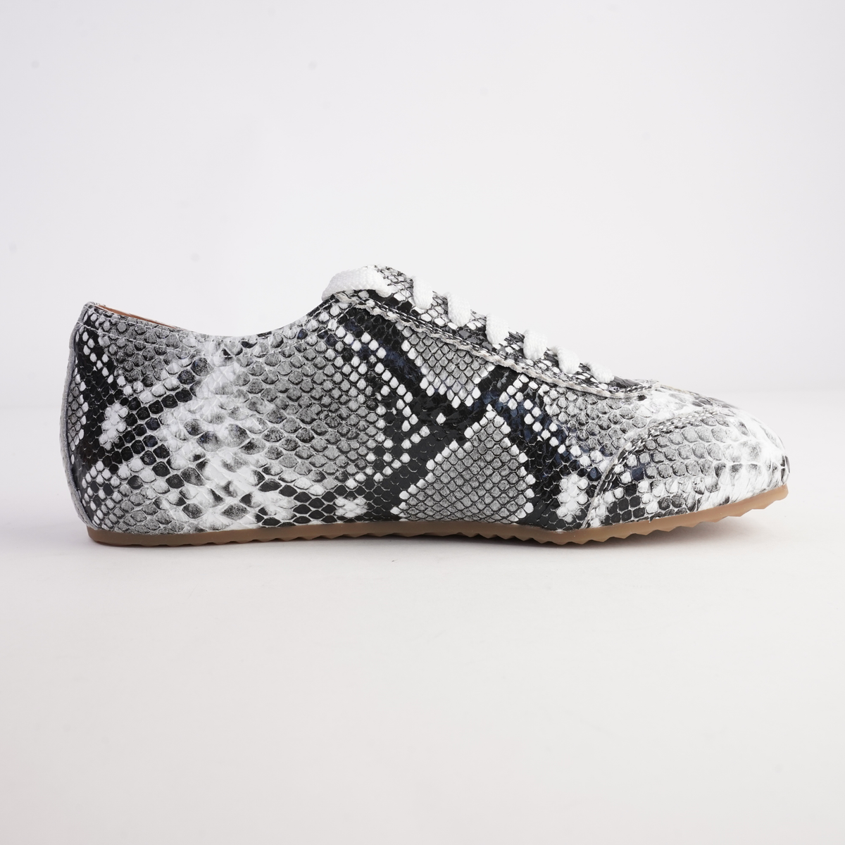 Quinn Black/ White Multi Snake Leather Sneakers - ALFIE AND EVIE | Shouz