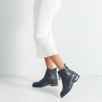 Dooley Navy Leather Ankle Boots