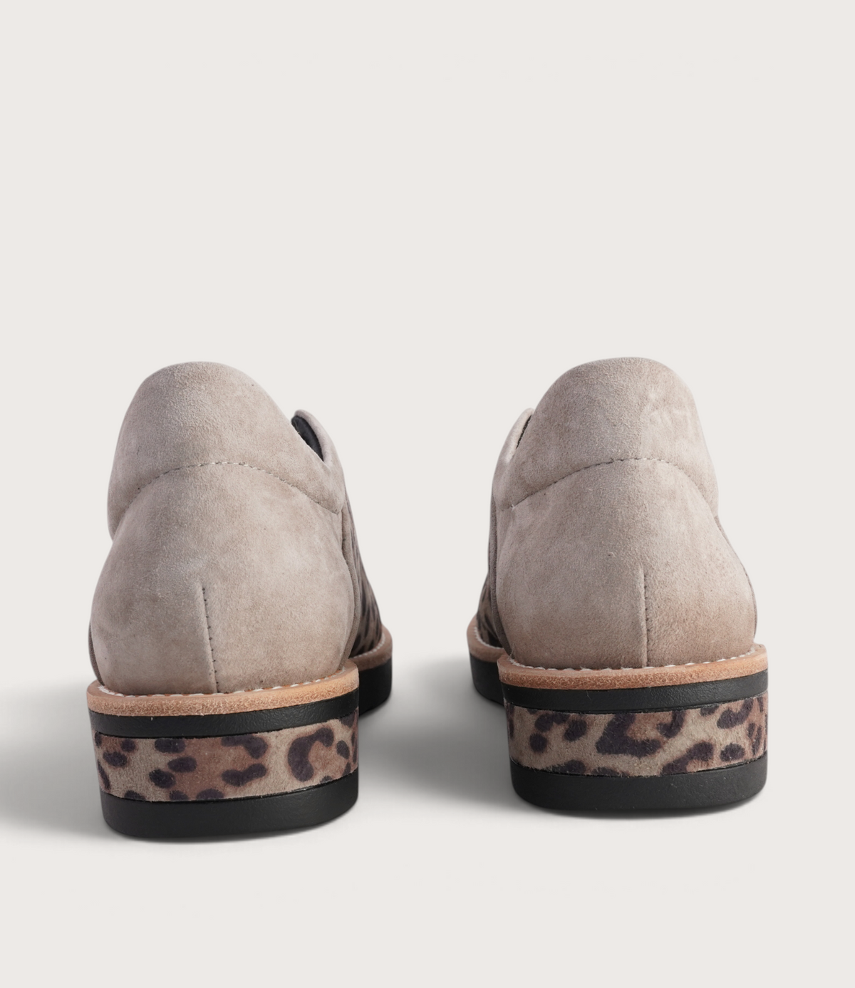 Reinys Taupe Leopard Suede Multi Leather Flats