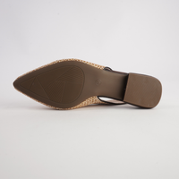 Valentina Raffia/ Brown Leather Flats