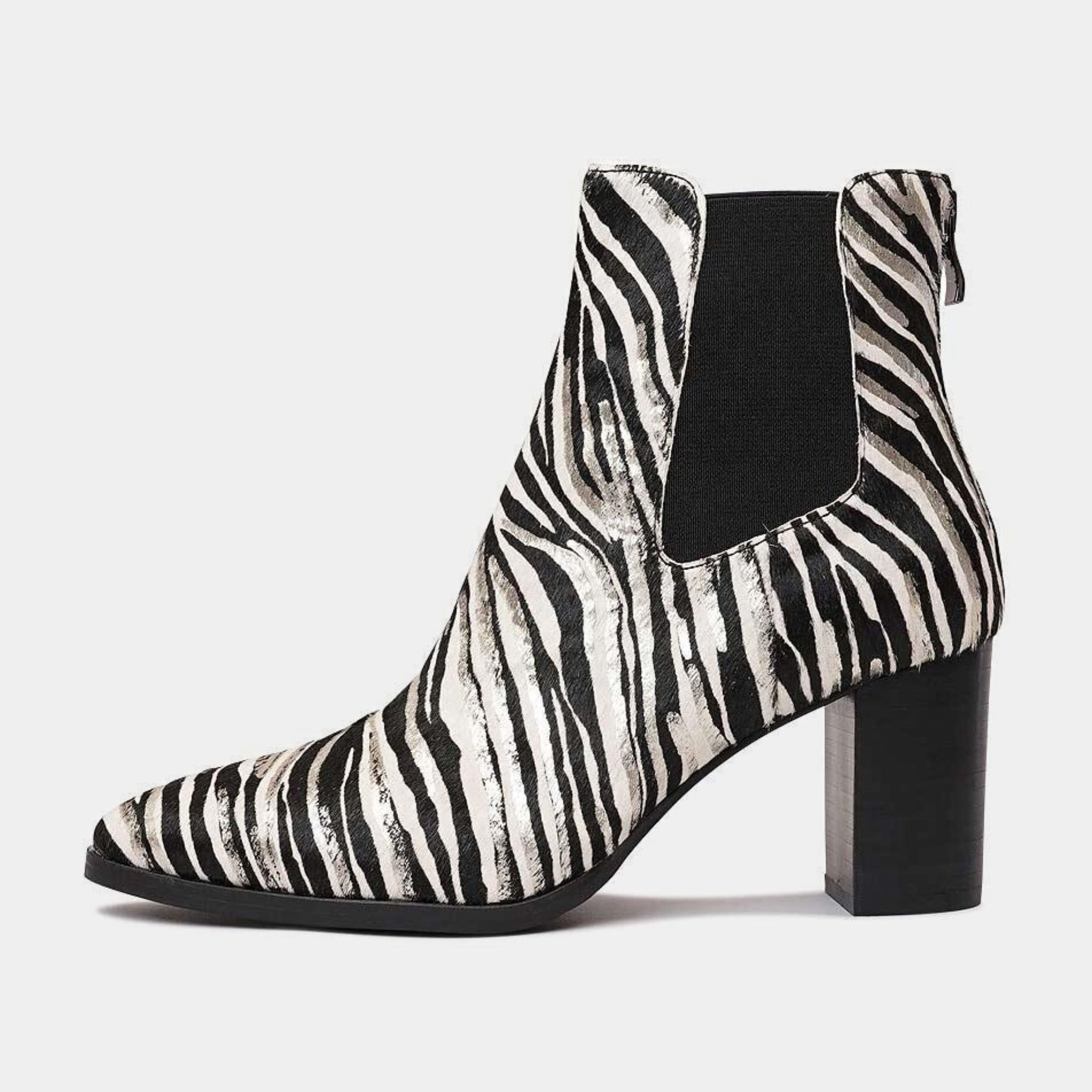 Ayer Zebra Metallic Pony Ankle Boots, DJANGO & JULIETTE - Shouz