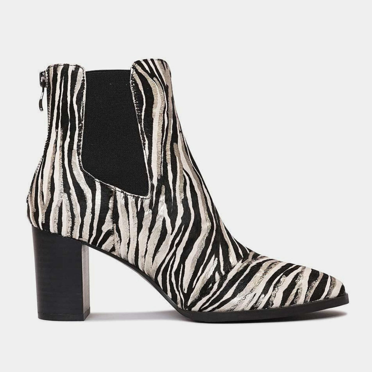 Ayer Zebra Metallic Pony Ankle Boots, DJANGO & JULIETTE - Shouz