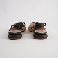 Valentina Raffia/ Brown Leather Flats