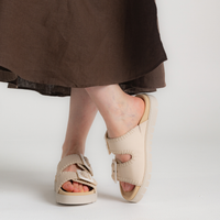 Rita Creme Leather Slides