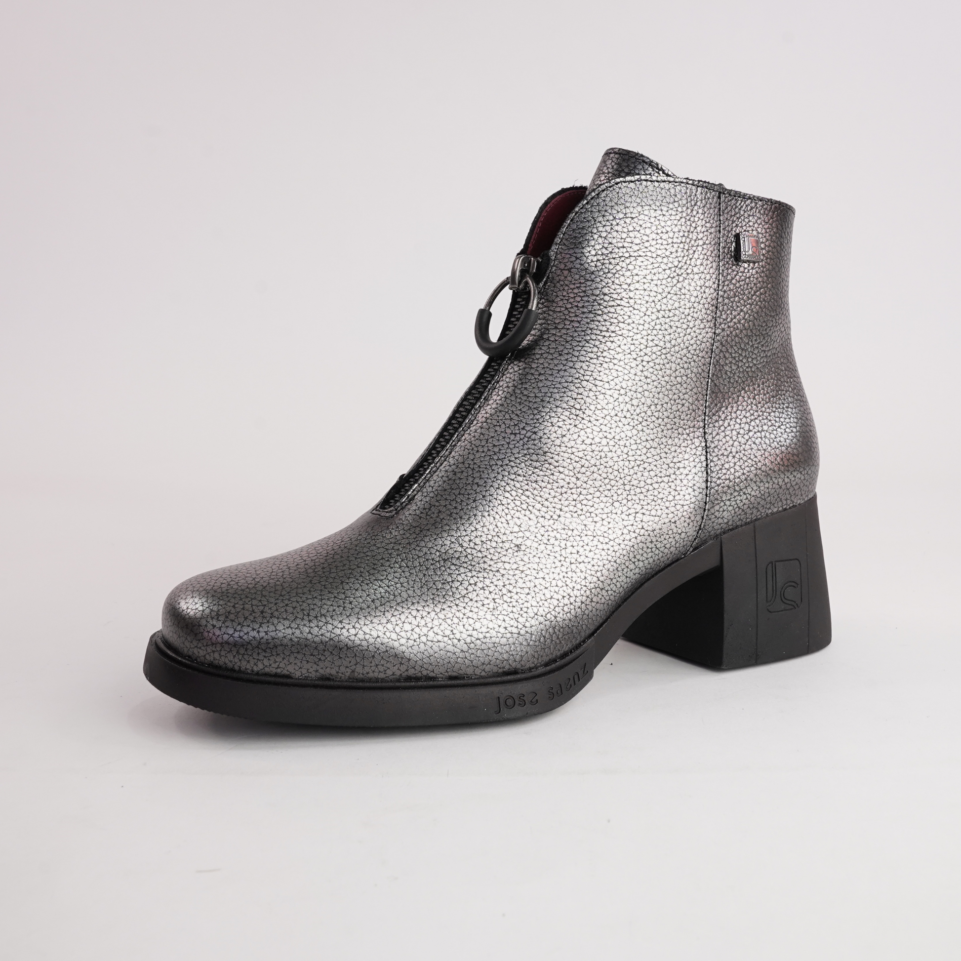 Js-5439 Acero Metal Leather Ankle Boots