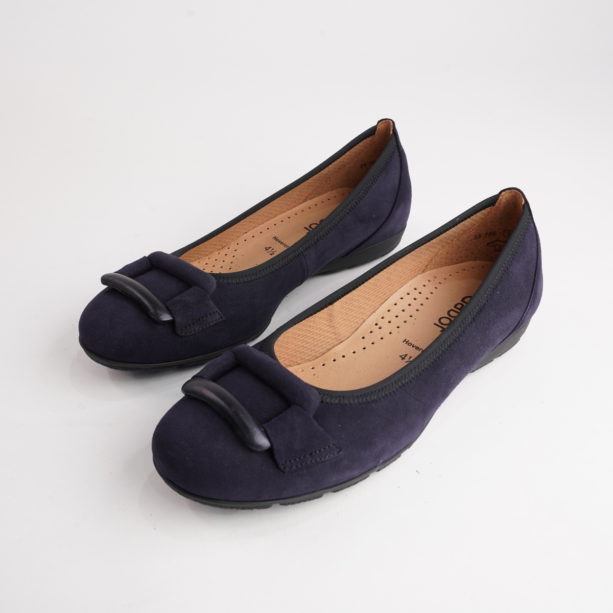 Gwenyth Navy Suede Leather Ballet Flats - GABOR | Shouz