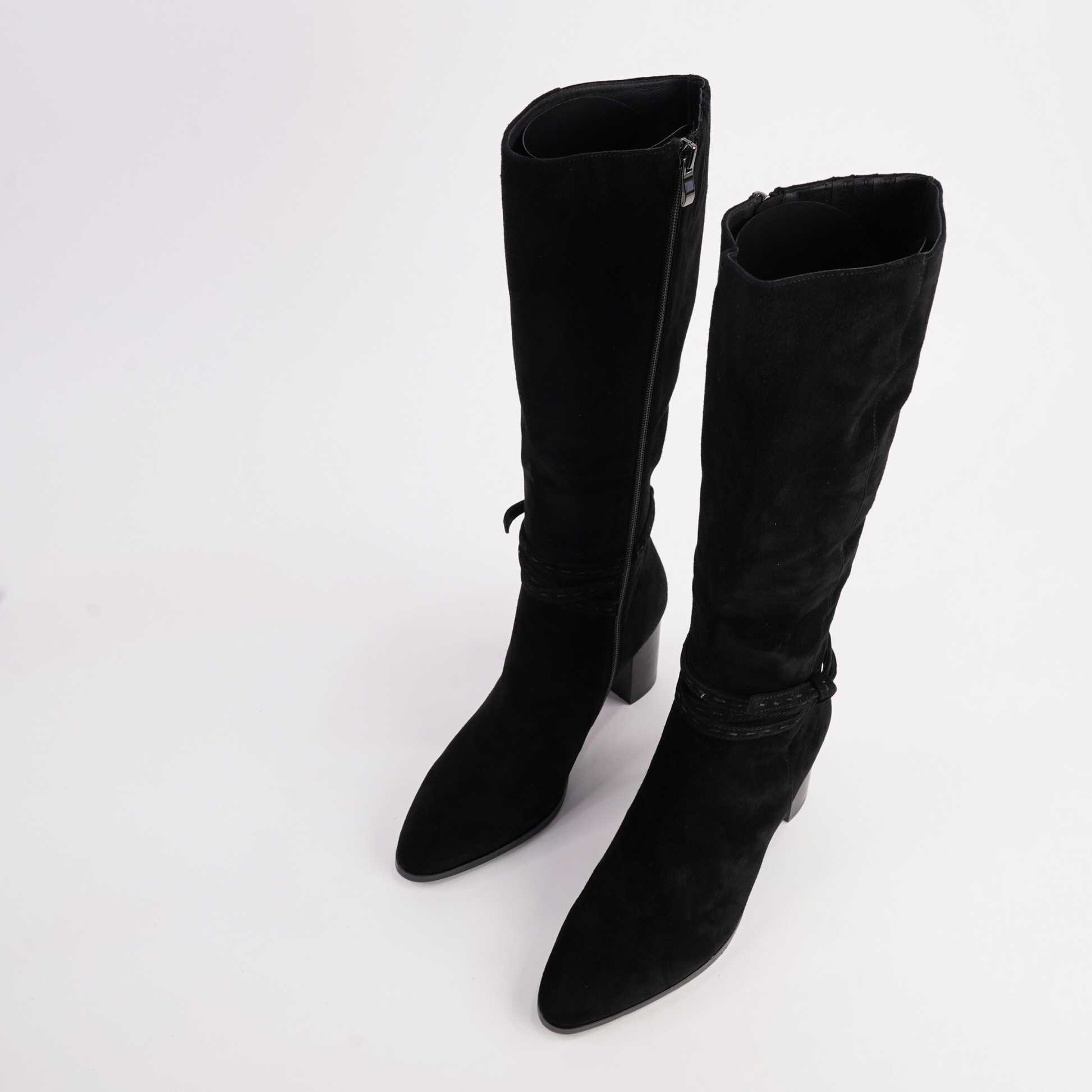 Amirie Black Suede/ Black Heel Knee High Boots