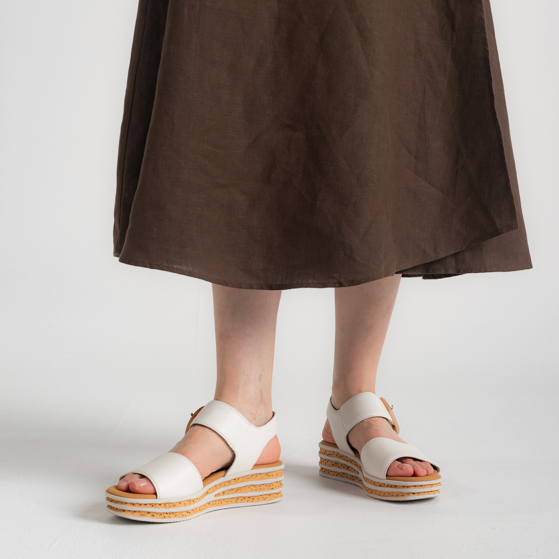Margo White Leather Sandals