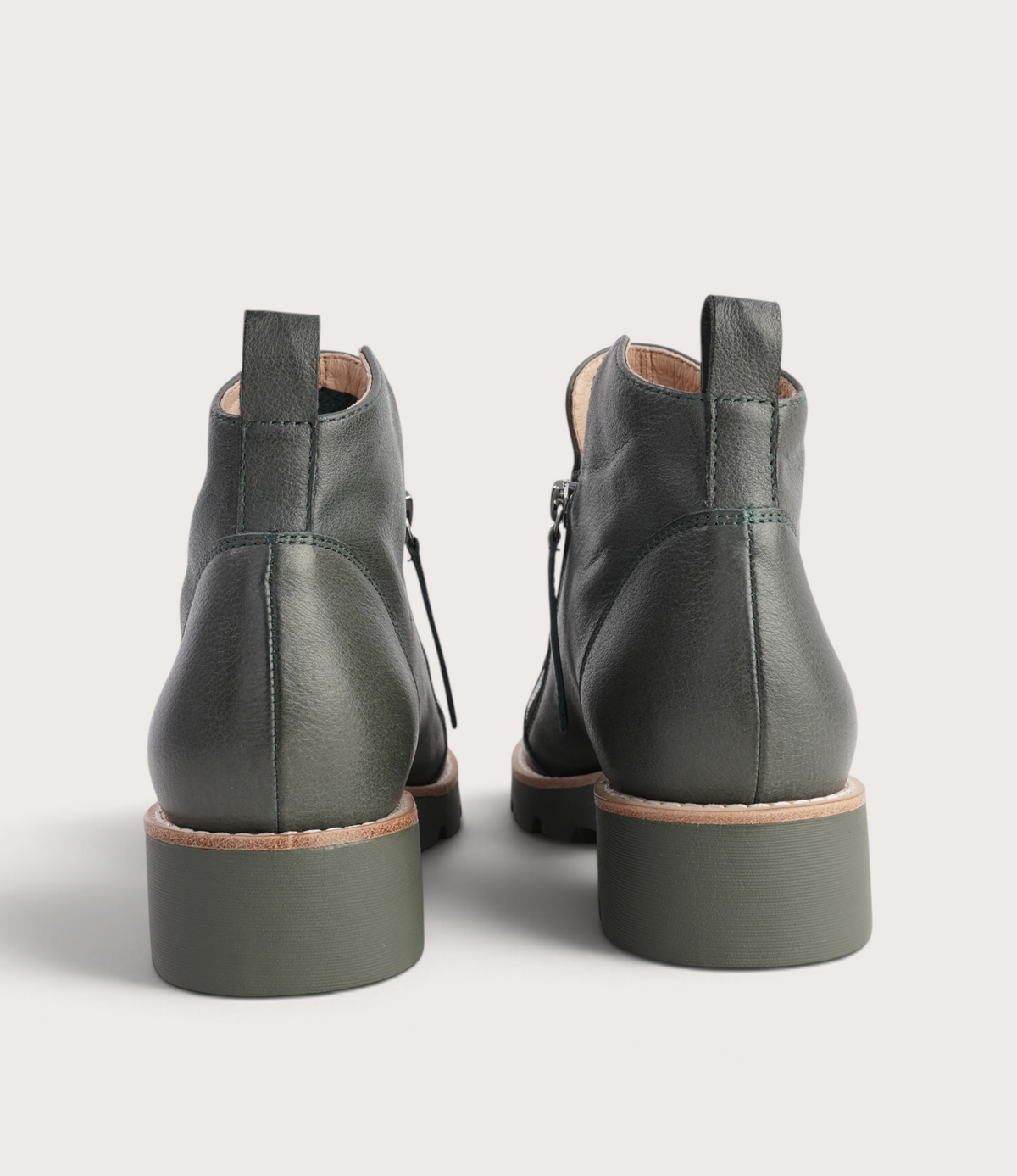 Dottiz Olive Leather/ Olive Sole Ankle Boots
