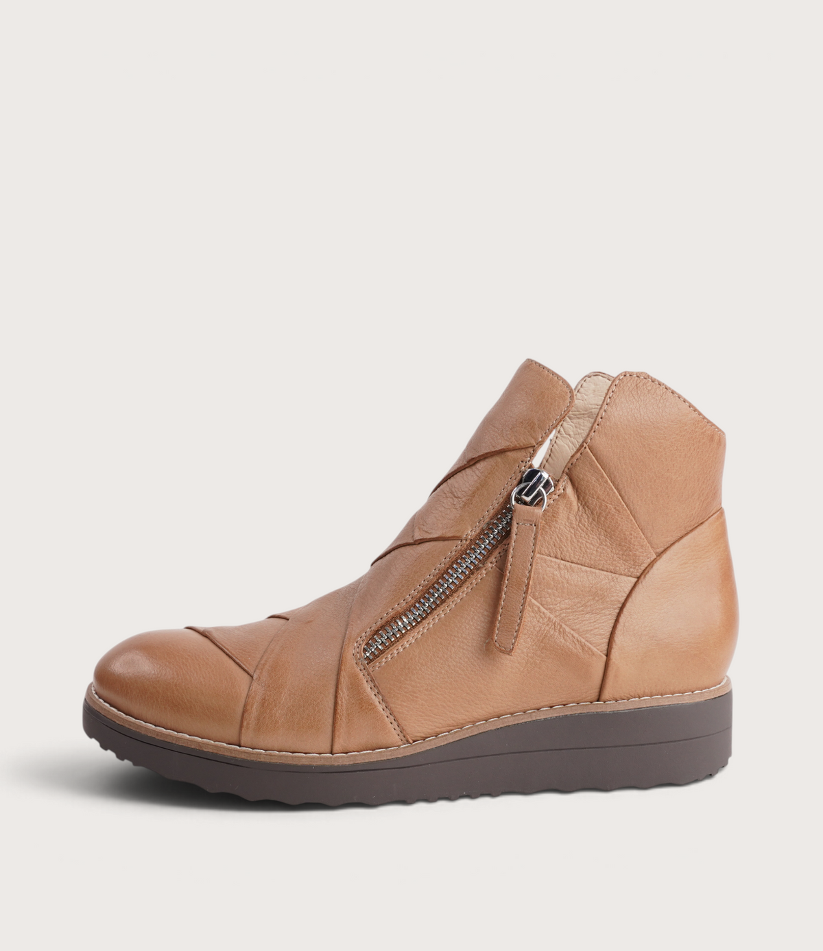Omeah Dark Tan/ Choc Sole Leather Ankle Boots - TOP END | Shouz