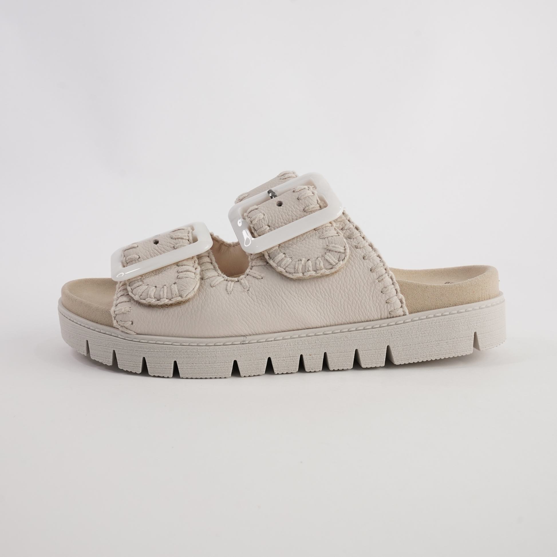 Rita Creme Leather Slides