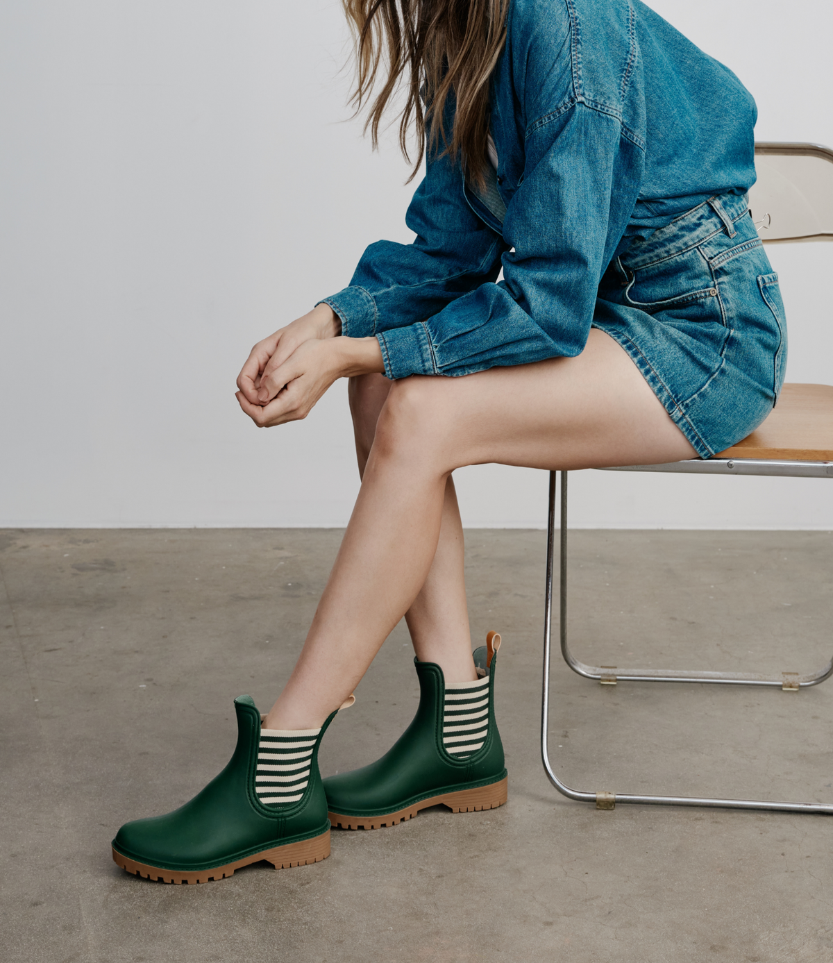 Laurina Deep Green Stripe Gumboots - DIANA FERRARI | Shouz