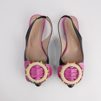 Vesper Black/ Fuchsia Leather Flats
