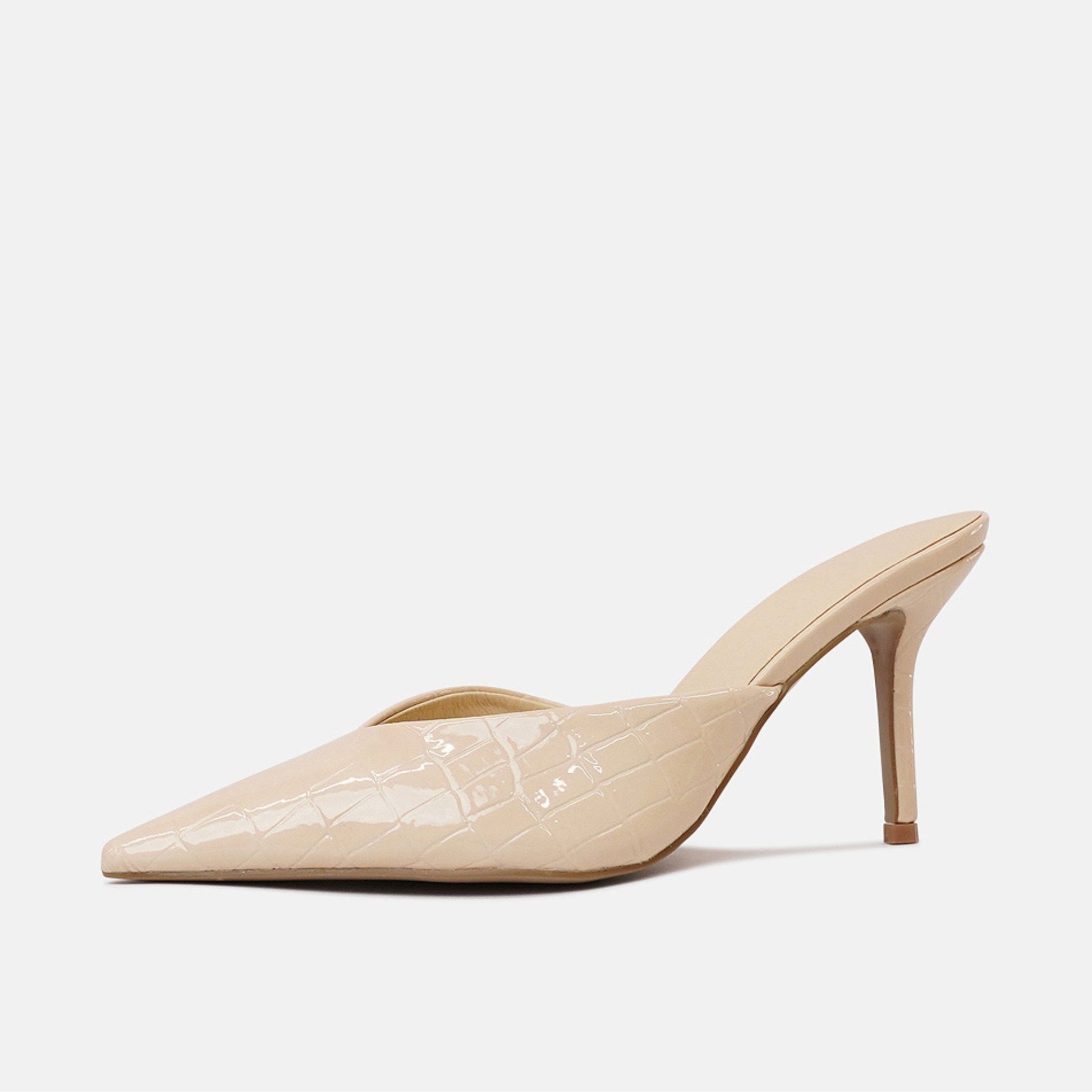 Karey Vanilla Patent Croc Leather High Heels, BILLINI - Shouz