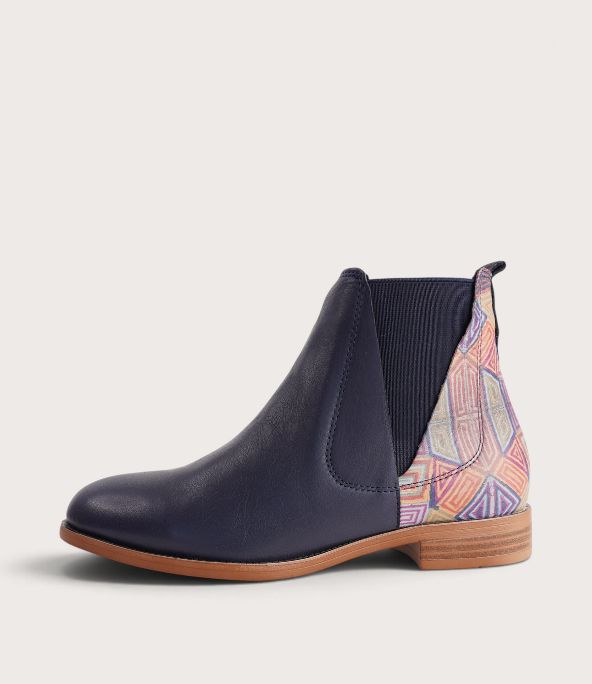 Gabby Deep Ocean Mosaic Leather Ankle Boots