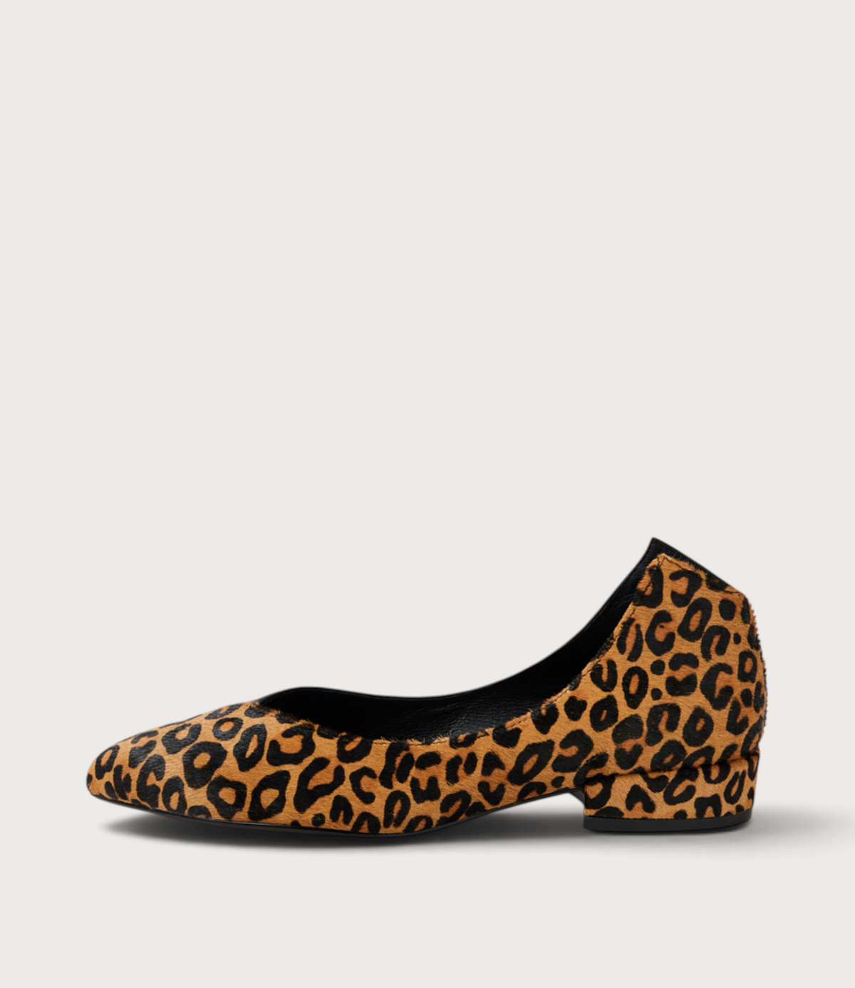 Ewa Light Tan Leopard Pony Leather Ballet Flats