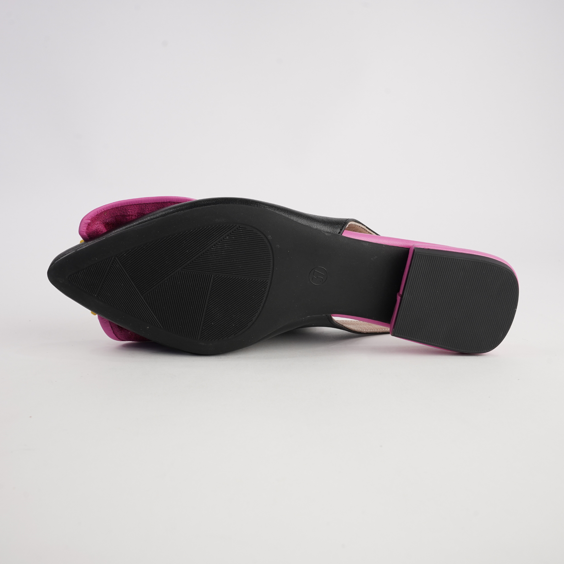 Vesper Black/ Fuchsia Leather Flats