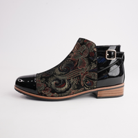 Leart Black Patent/ Black Regal Leather Ankle Boots