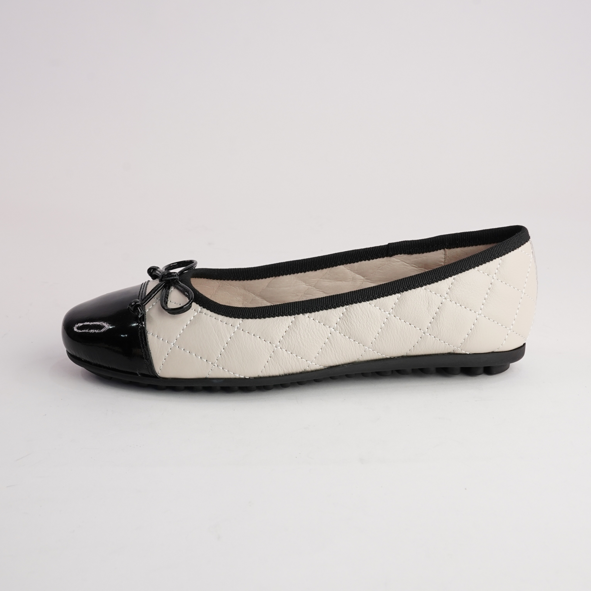 Bookie Black Patent/ Milk Leather Ballet Flats