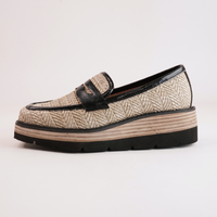 Paella Natural/ Black Leather Loafers