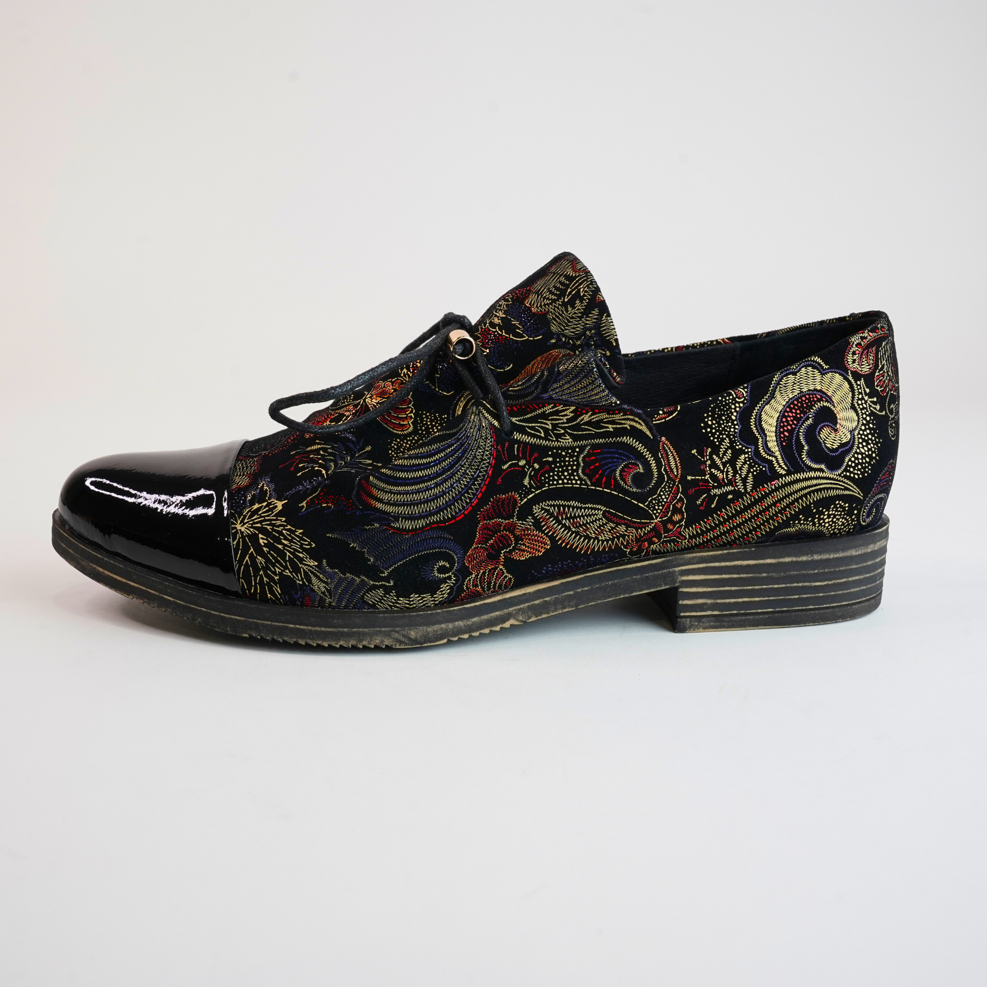 Kotty Black Print/ Regal Print Lace-up Flats