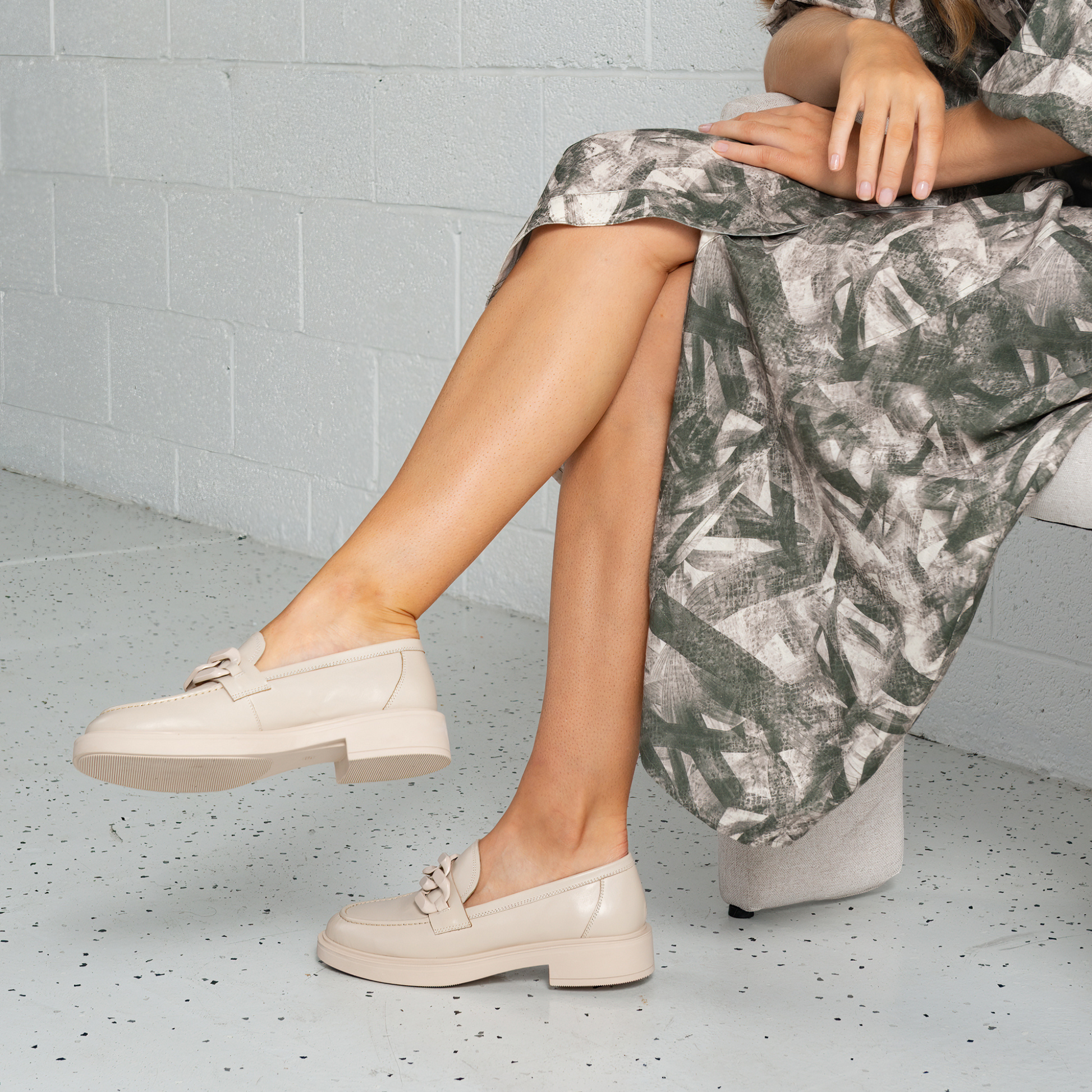 Ishie Almond Leather Loafers