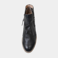 Ohmy Black/ Black Leather Ankle Boots