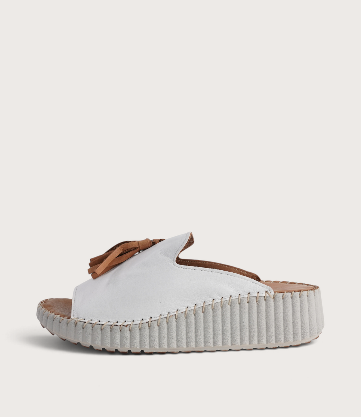 Sonny White/ Coconut Leather Slides