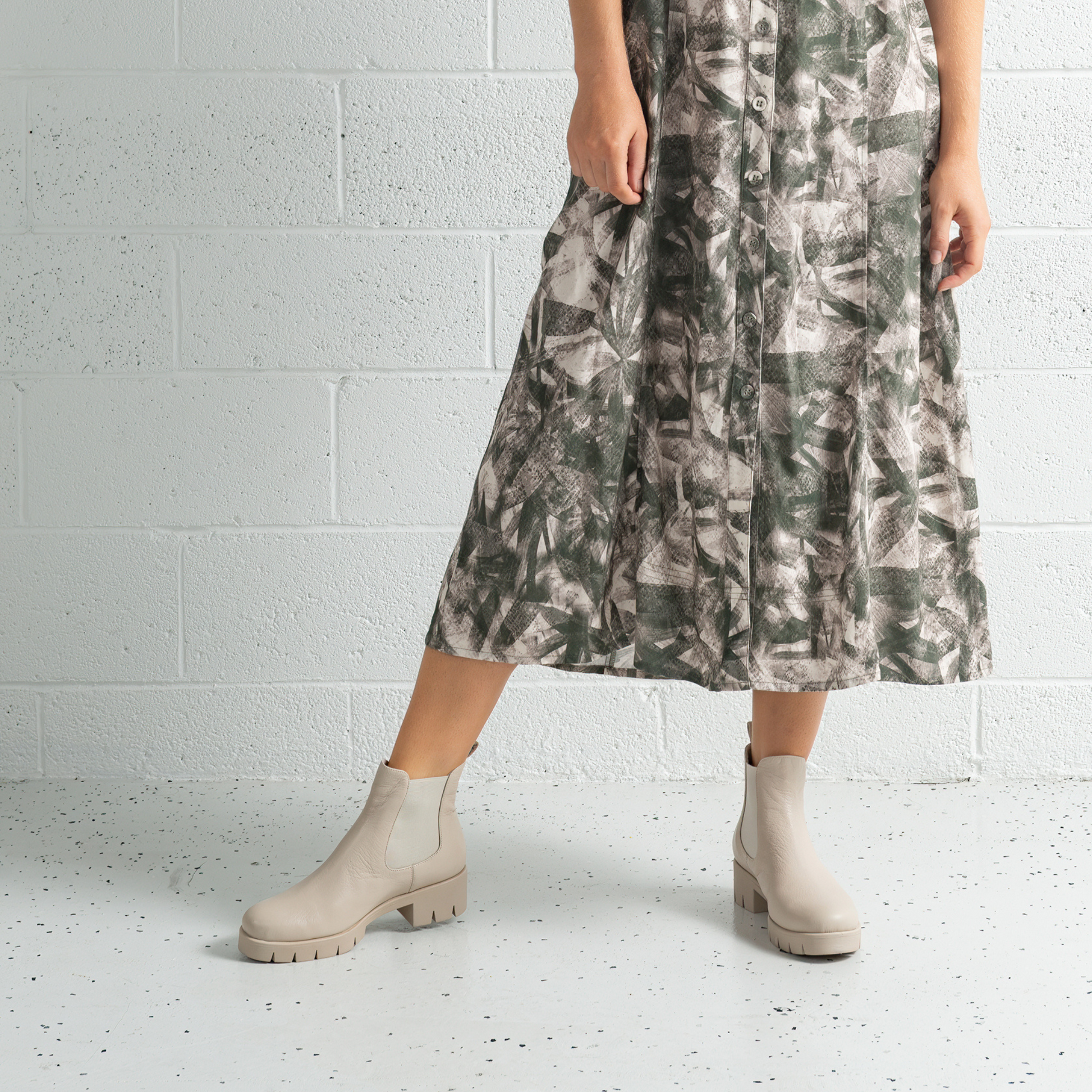 Hampy Almond Leather Ankle Boots