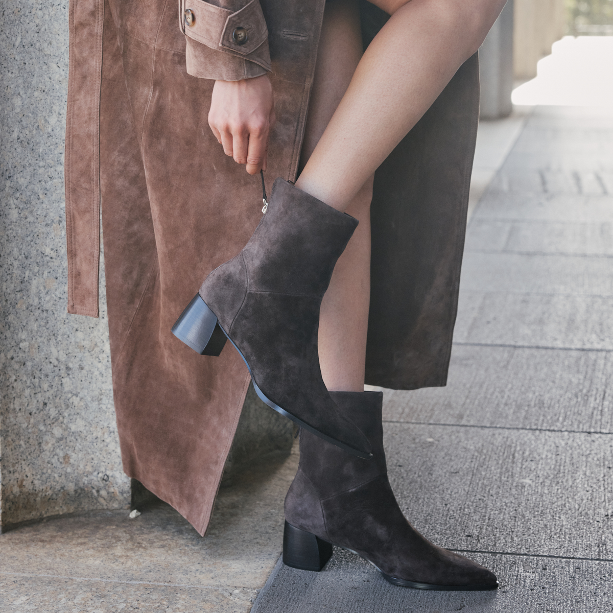 Auroa Cocoa Suede Ankle Boots - EOS FOOTWEAR | Shouz