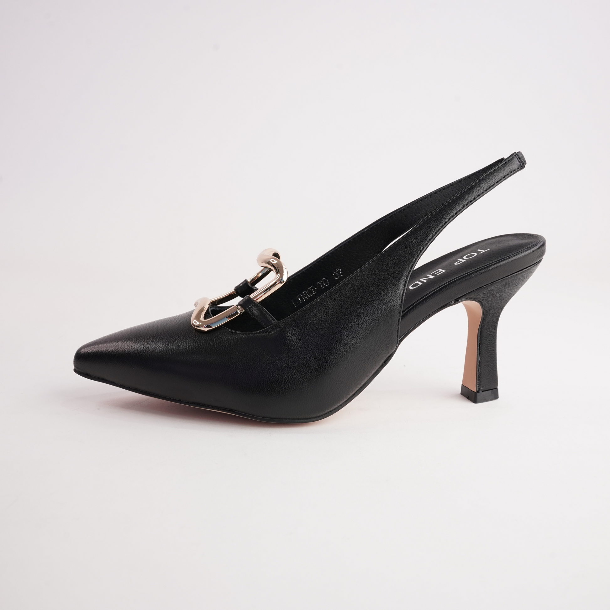 Linky Black Leather Heels