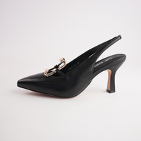 Linky Black Leather Heels