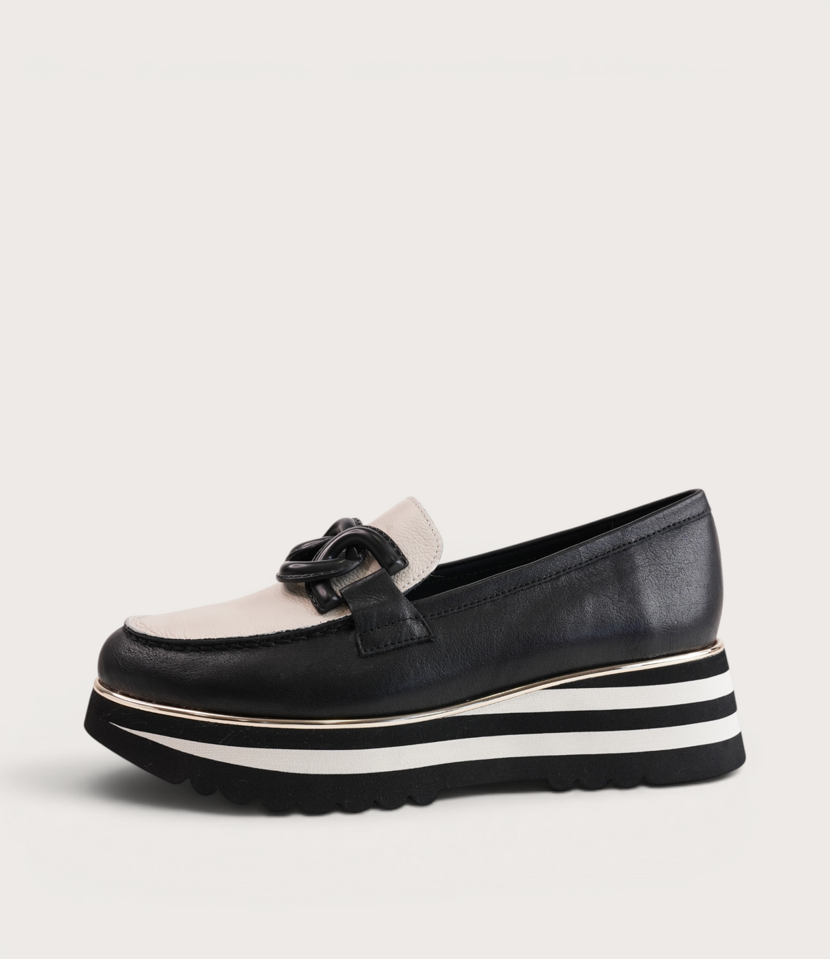 Ealia Black/ Milk Leather Loafers