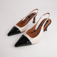 Ag-24547 Black Patent/ Bone Patent Leather Heels