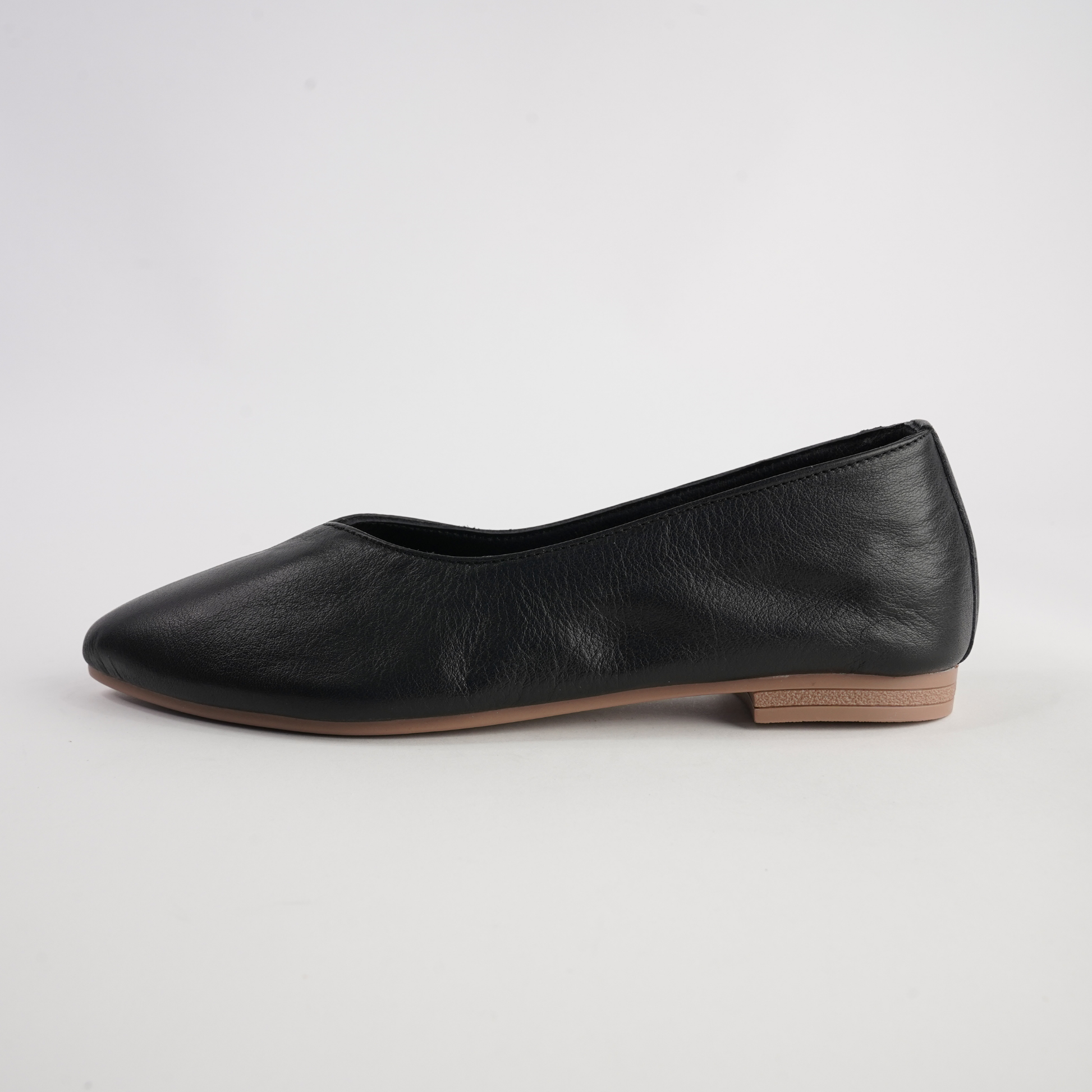 Celeste Black Leather Ballet Flats