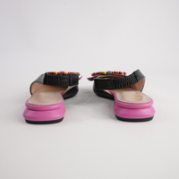 Vesper Black/ Fuchsia Leather Flats