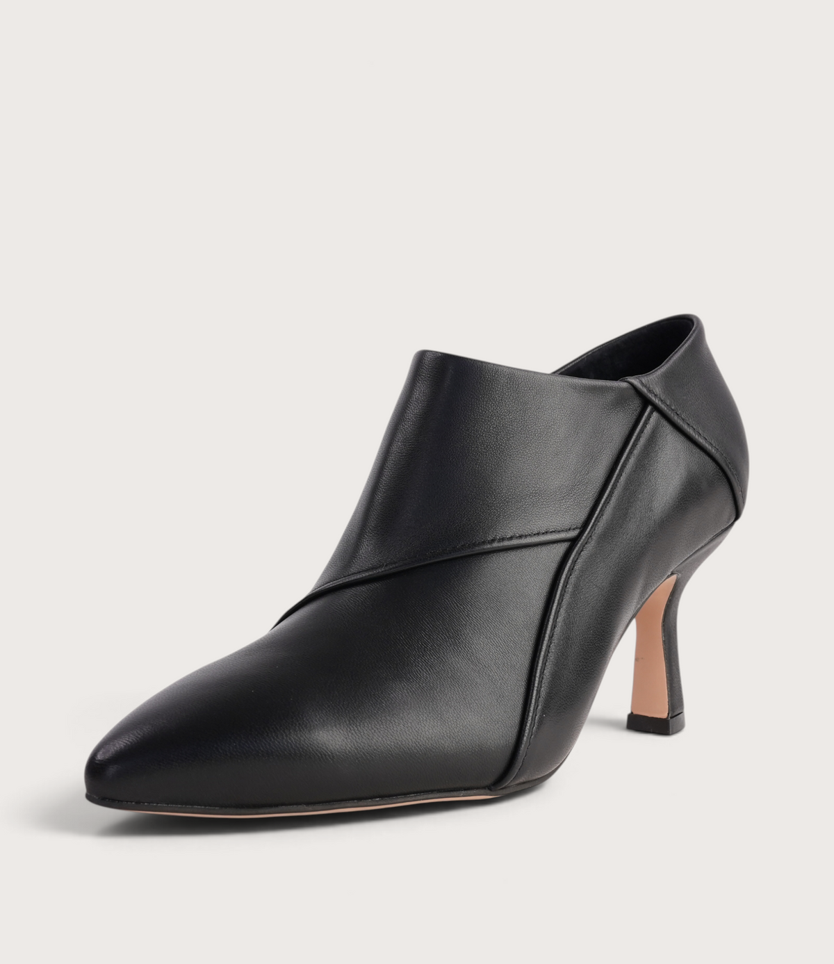 Lazel Black Leather Heels