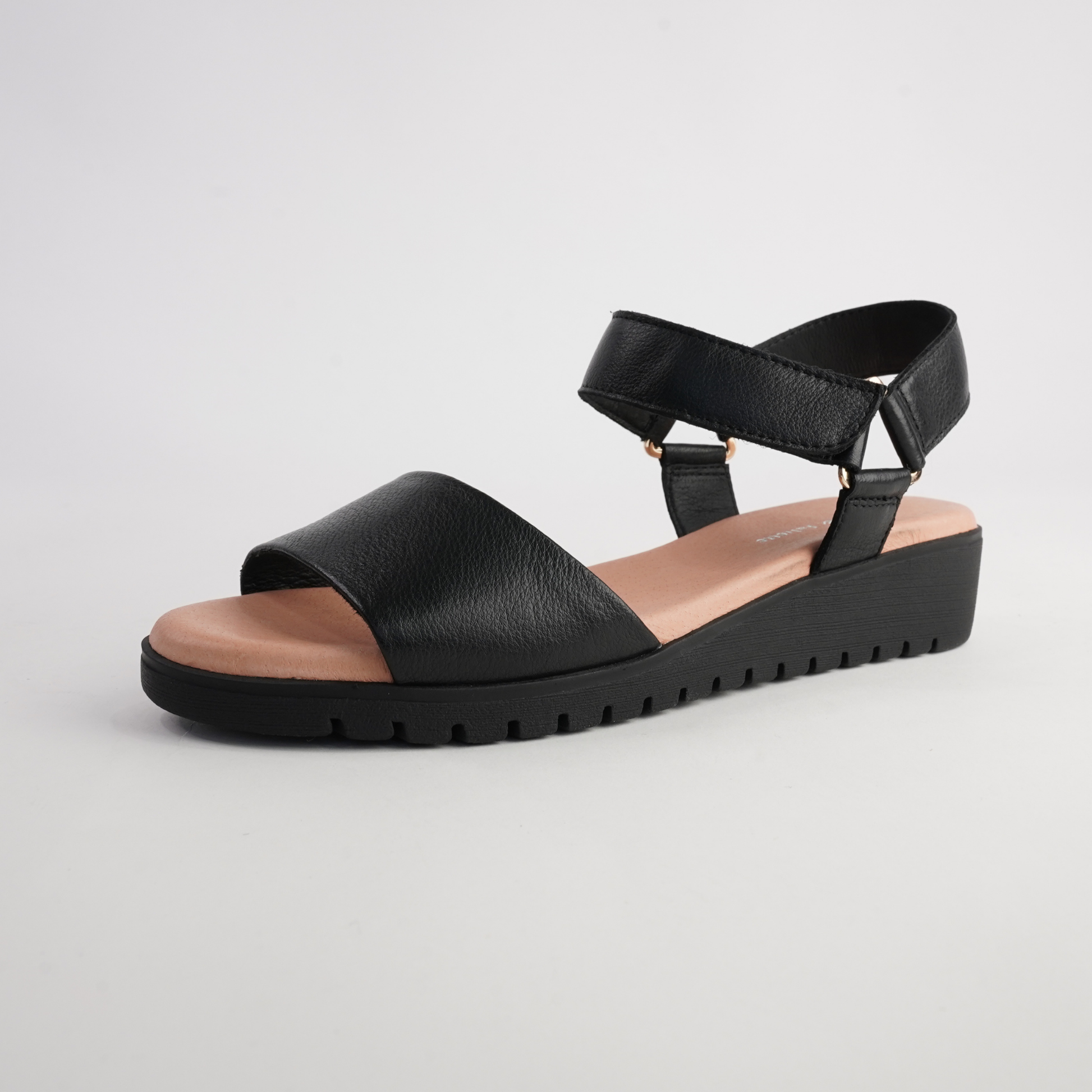 Minne Black/ Black Sole Leather Sandals