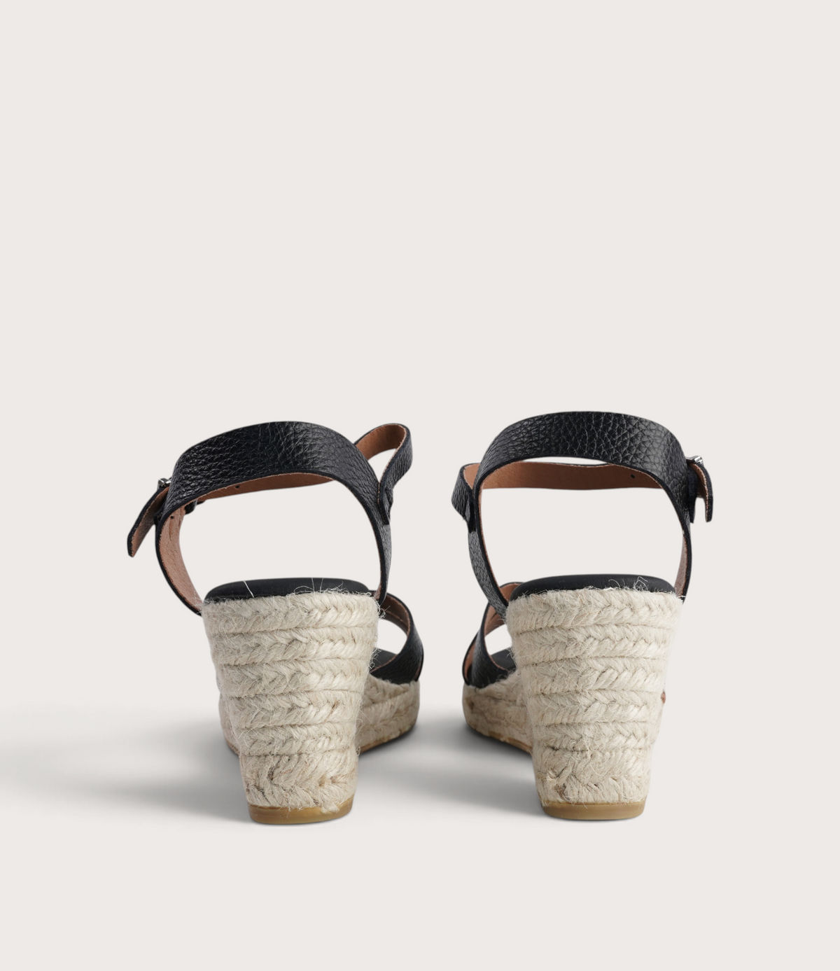 Remi Doya Negro Leather Espadrille Wedges