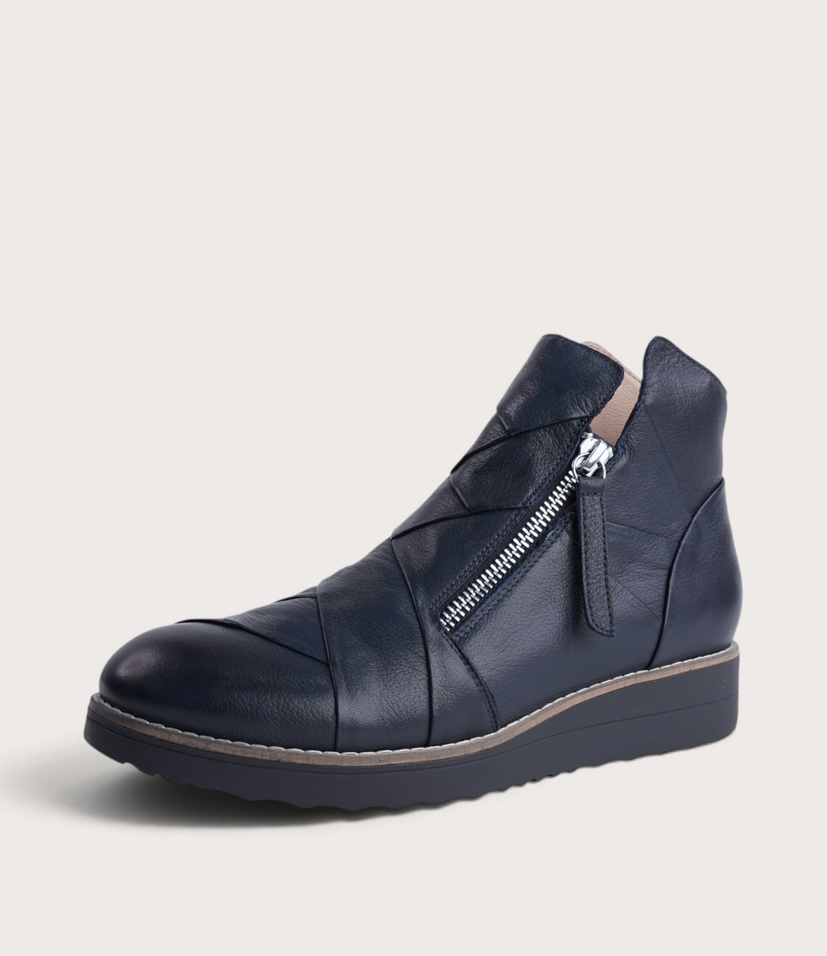Omeah Navy/ Navy Leather Ankle Boots - TOP END | Shouz