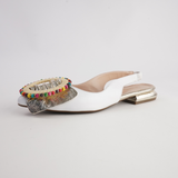 Vesper White/ Gold Leather Flats