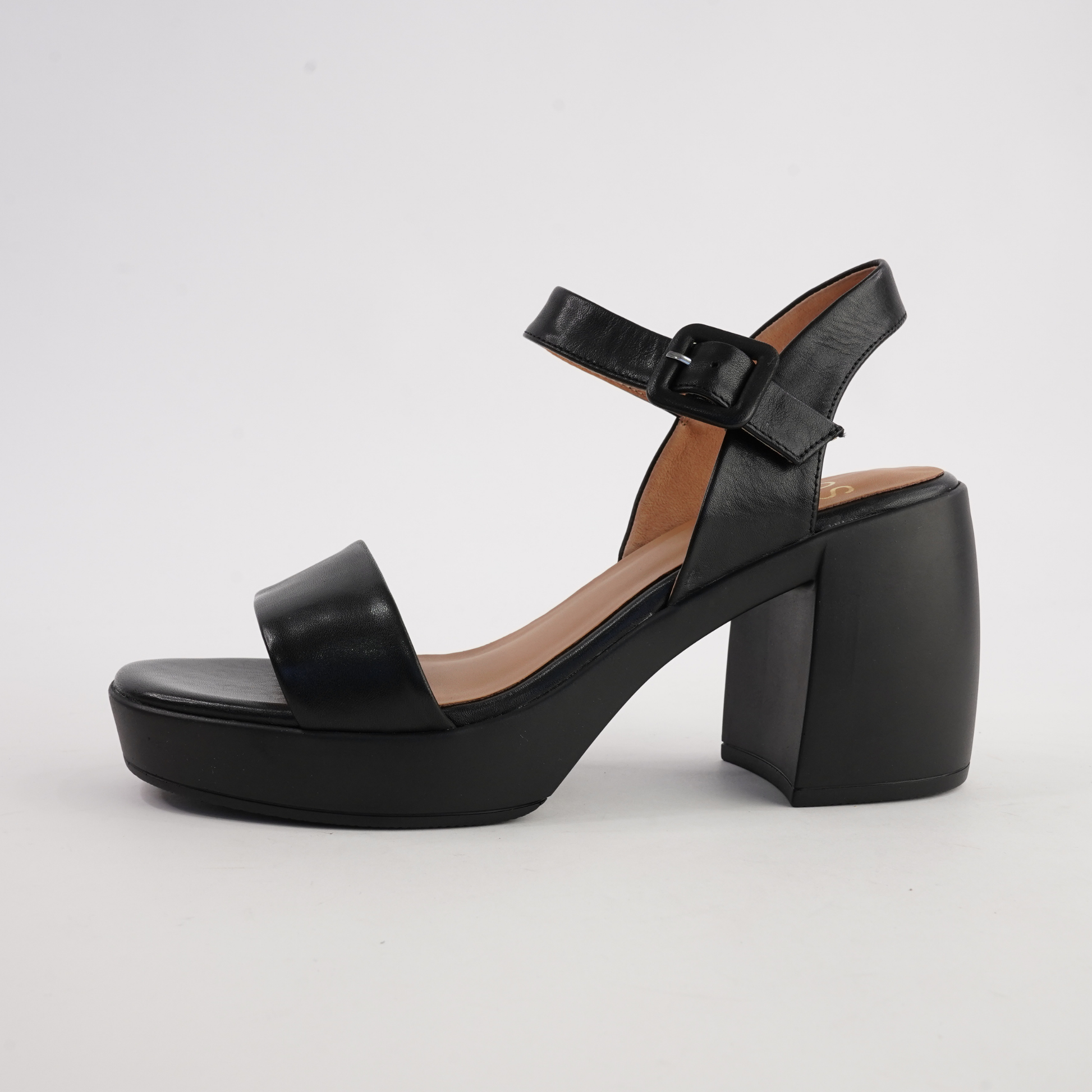 Spice Black Leather Heels