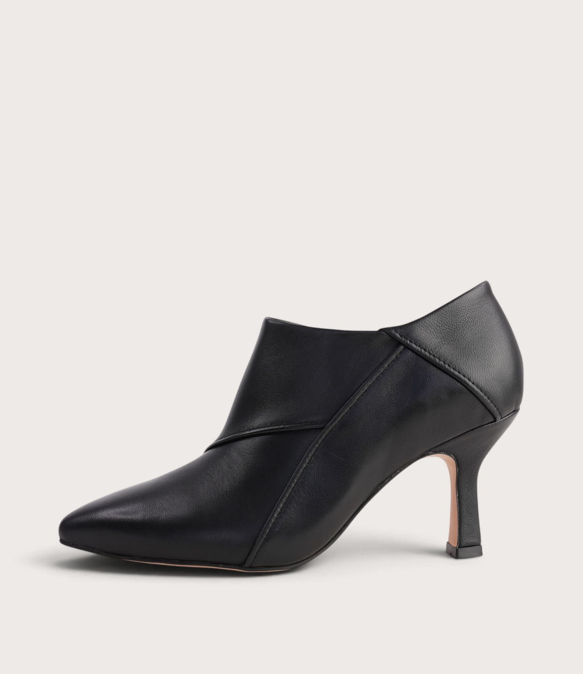 Lazel Black Leather Heels