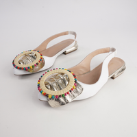 Vesper White/ Gold Leather Flats