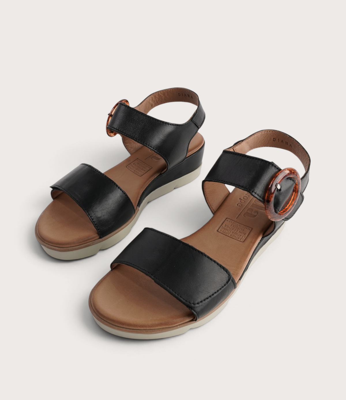 Diana Black Leather Sandals